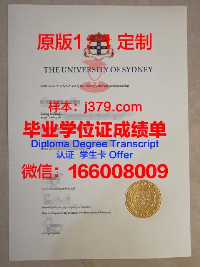 悉尼大学毕业证样本